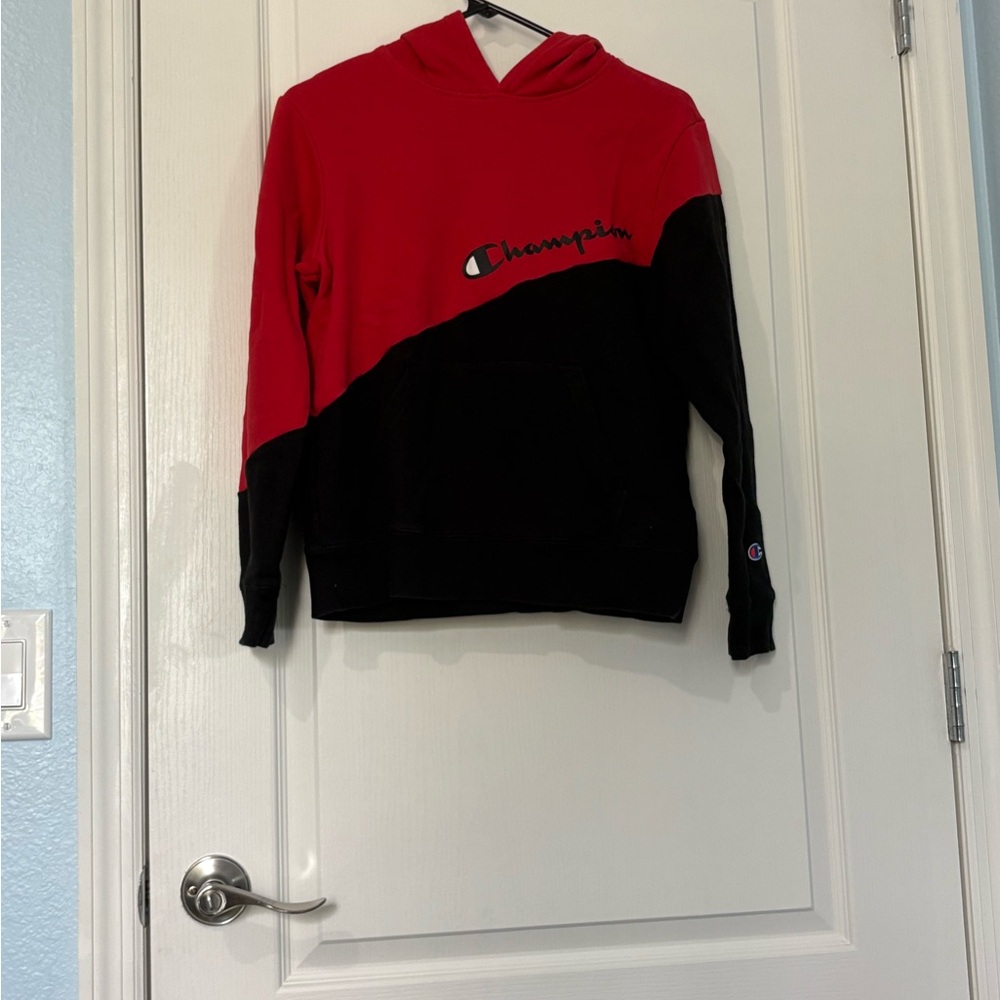 Champion Men's Red and Black Hoodie